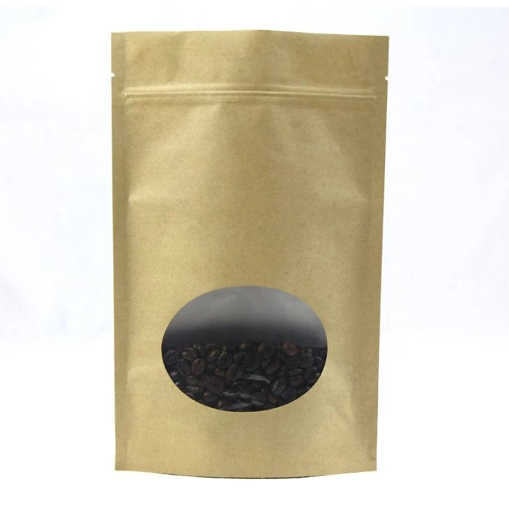 Kraft Papír Stand Up Coffee Bag s oknem
