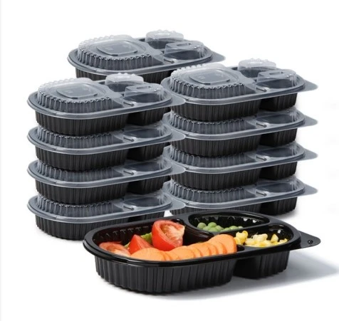 1225Oval Oval Meal Tray with 3 Divisions and Lid