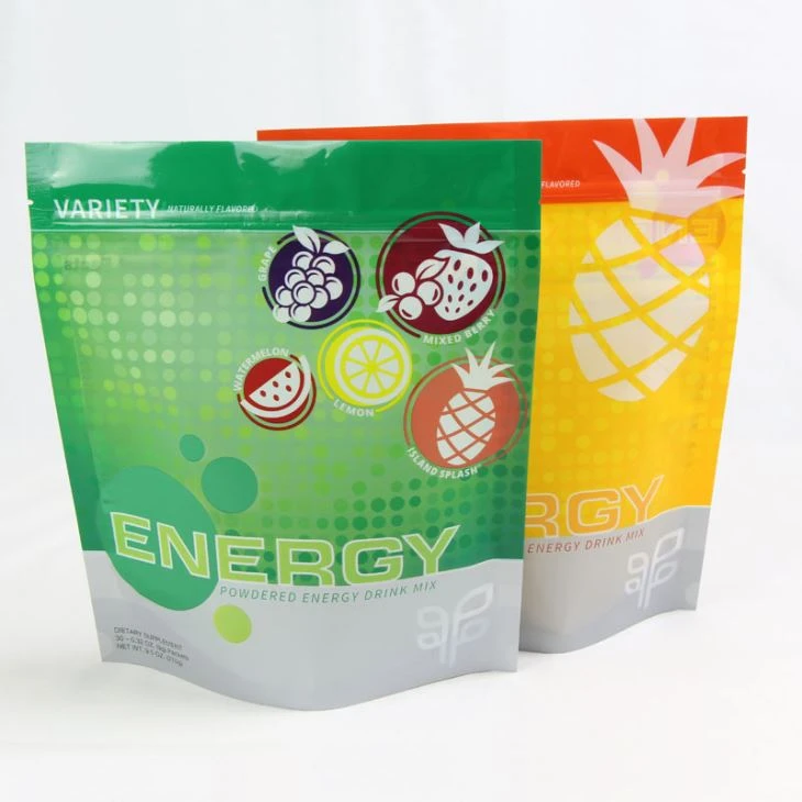 Multicolor Printing Plastic Stand Up Powdered Packaging Bag Custom