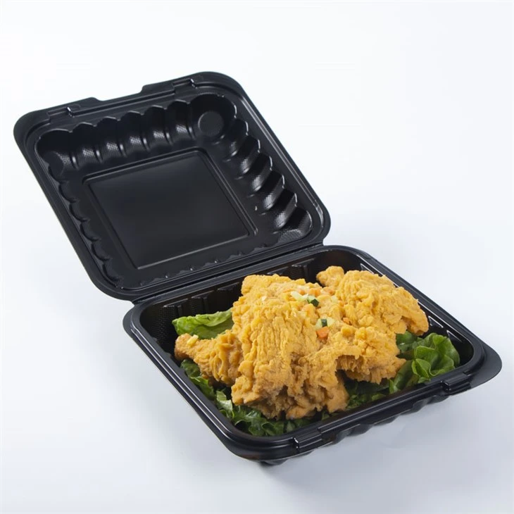 Bento Box Black Clamshell Take Out 9x9".