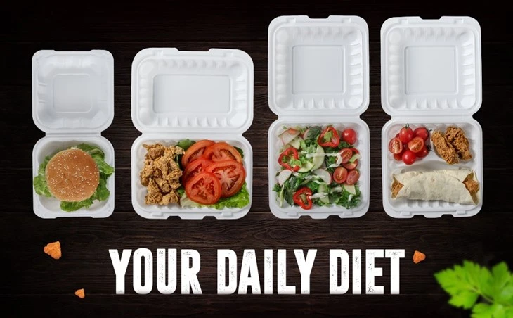 MFPP Hinged Food Container Clamshell 8''x8''