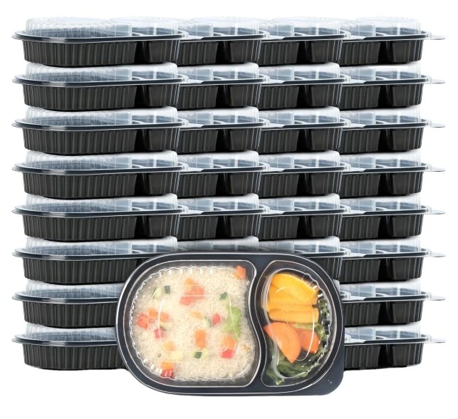 PP oval 2 compartment food container